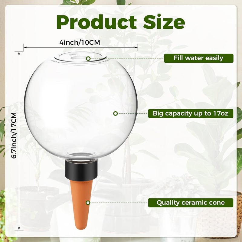 GLOBNGIAO 4 Pcs Self Watering Globes Plastic Automatic Watering Planter for Indoor Plants 17.5 oz drip Irrigation Watering Bulbs with Slow Release Control (Transparent) - Image 2